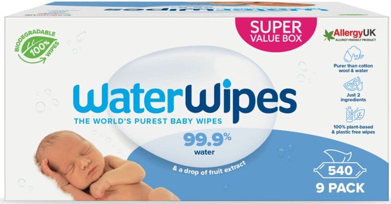 WaterWipes Billendoekjes - Voordeelverpakking - 540 Doekjes - 100% Plasticvrij