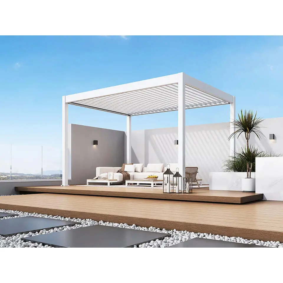 Orion Deluxe overkapping elektrisch met LED 300 x 400 cm wit