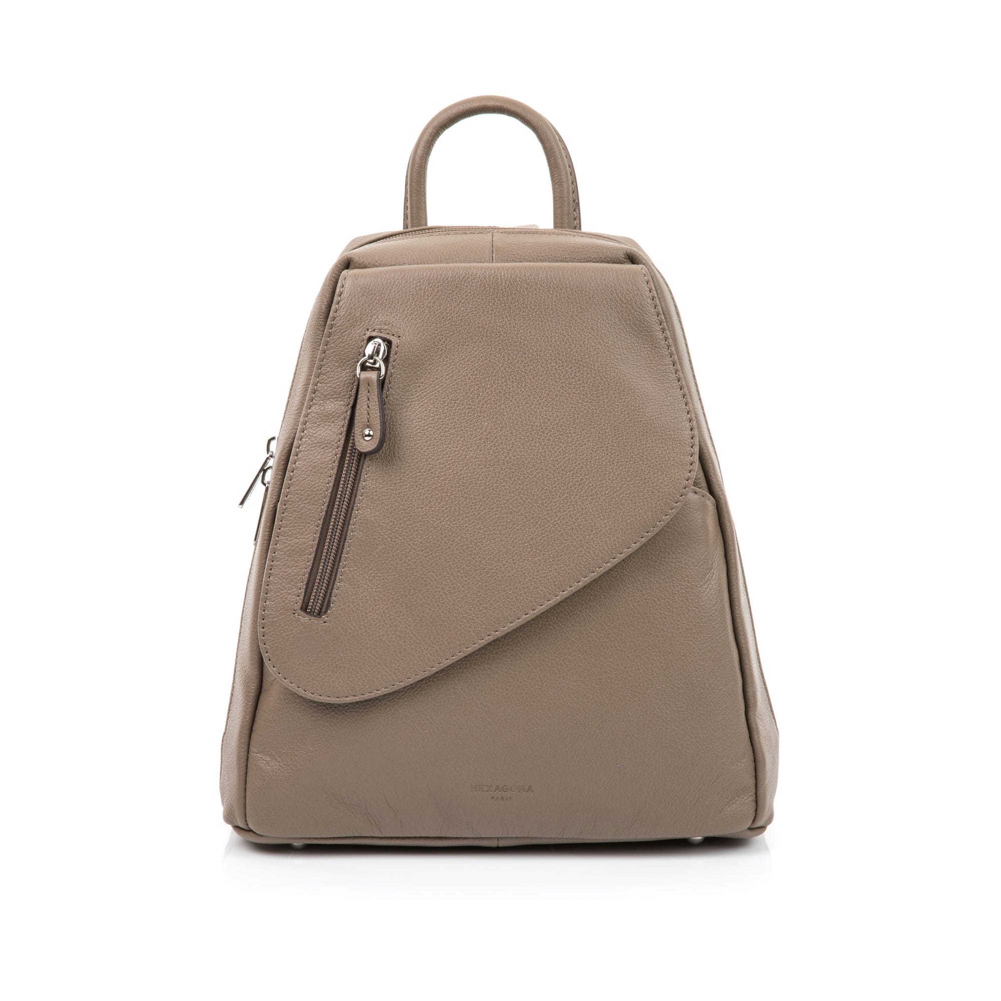 Sac à dos en cuir taupe