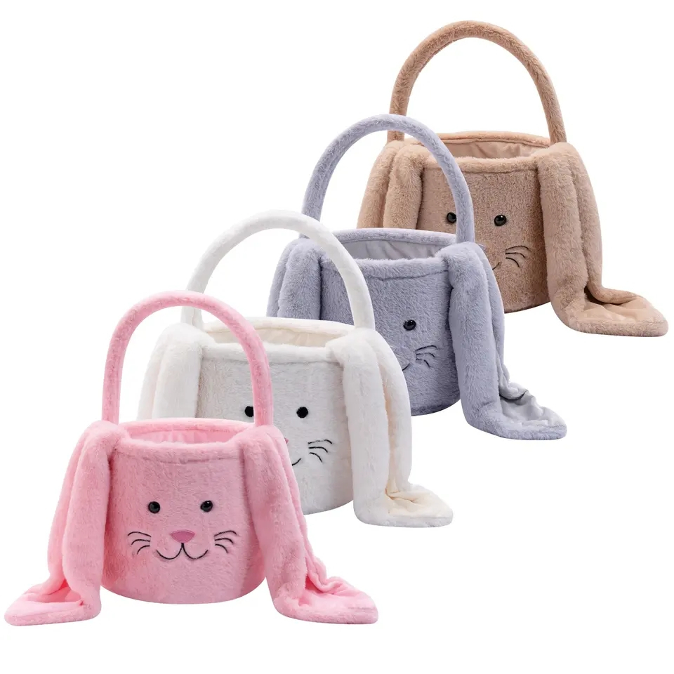 Flauschiges Stoff Osternest Candy Gift Osterhasen Tasche - Braun