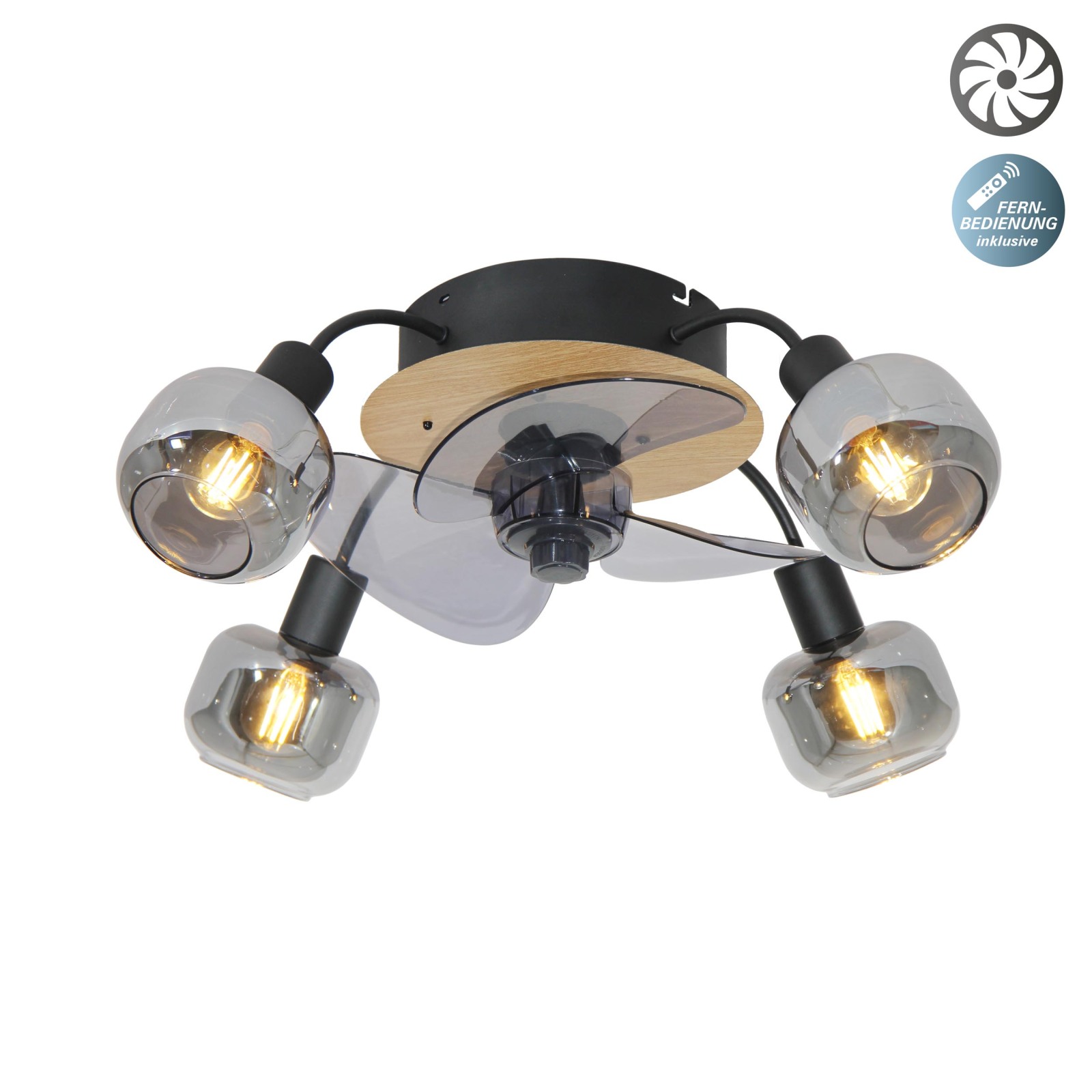 Deckenleuchte FUMOSO - schwarz - mit Ventilator - Ø 48 cm