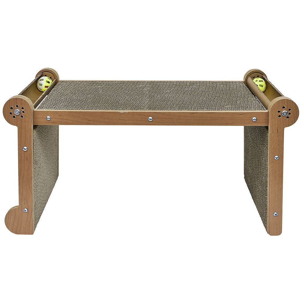 Grattoir pour chat articulé avec jeu de balle intégré