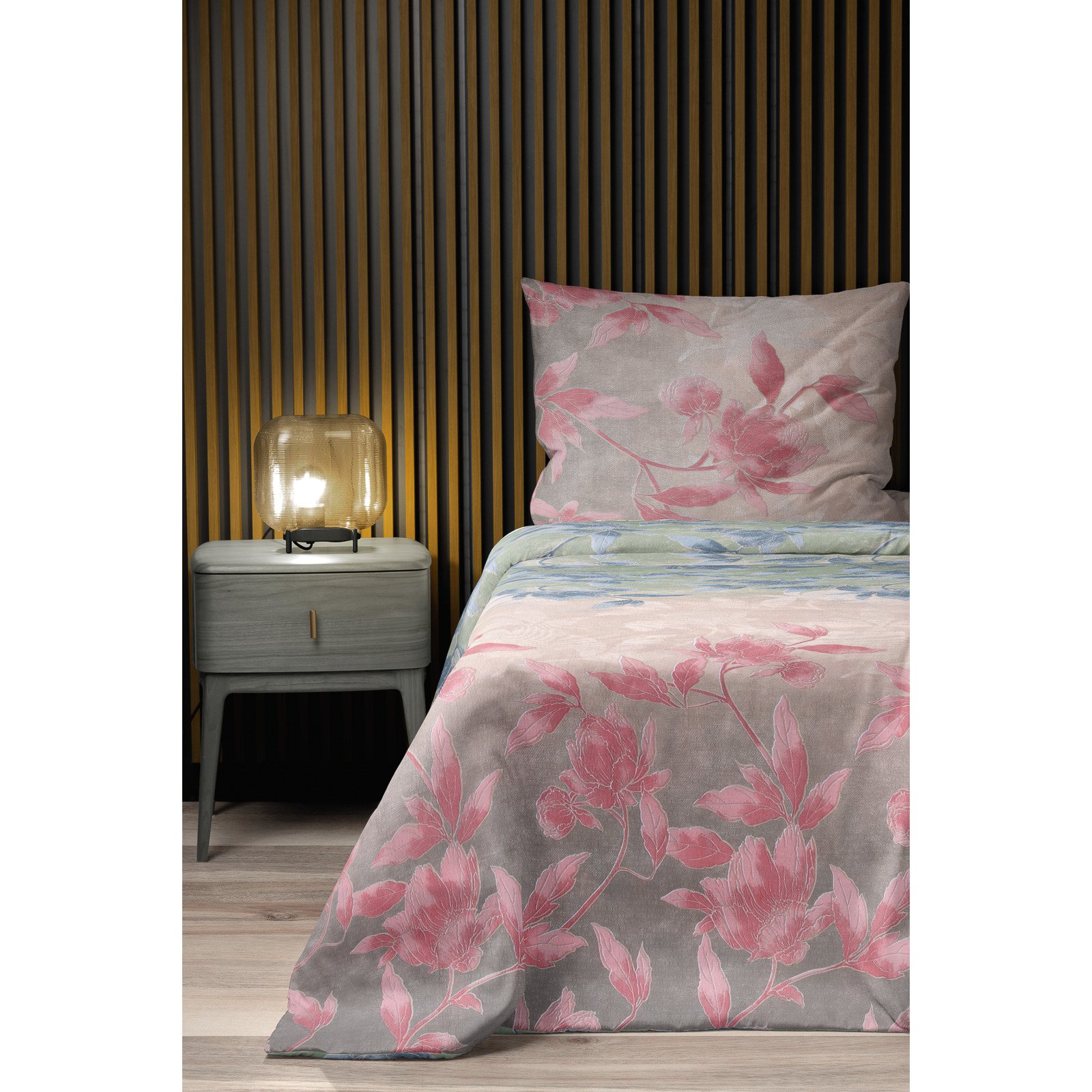 Bettwäsche Seersucker Pflanzen rose 50x70 Kissenbezug