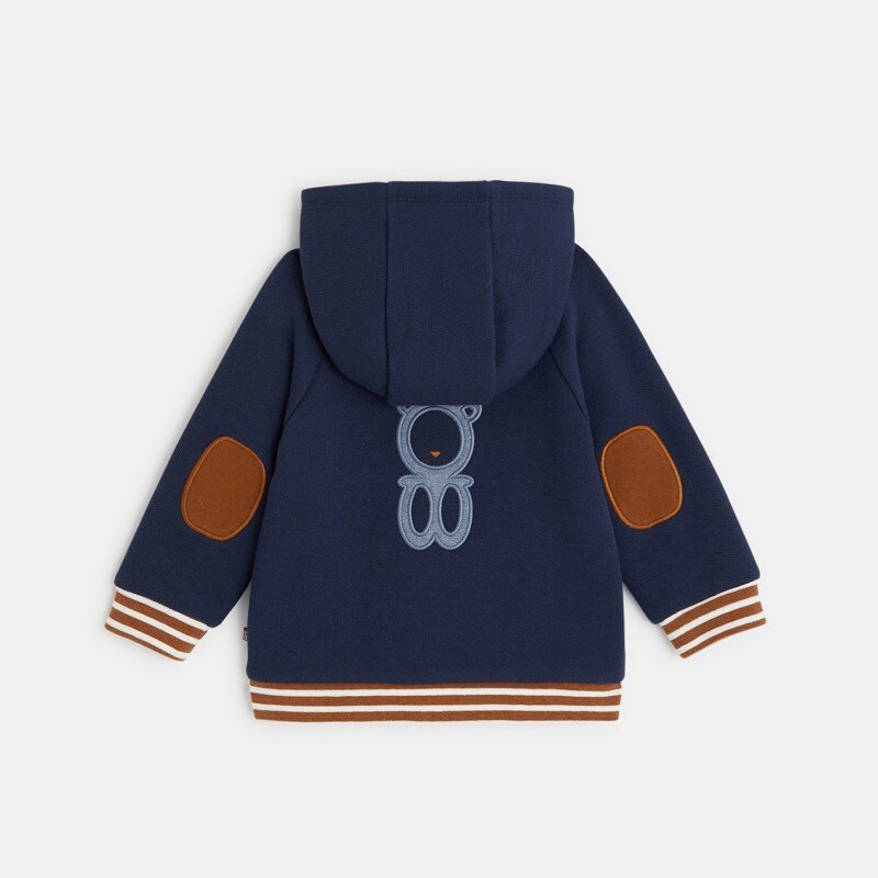 Gilet molleton nid d'abeille capuche amovible bleu bébé garçon Bleu
