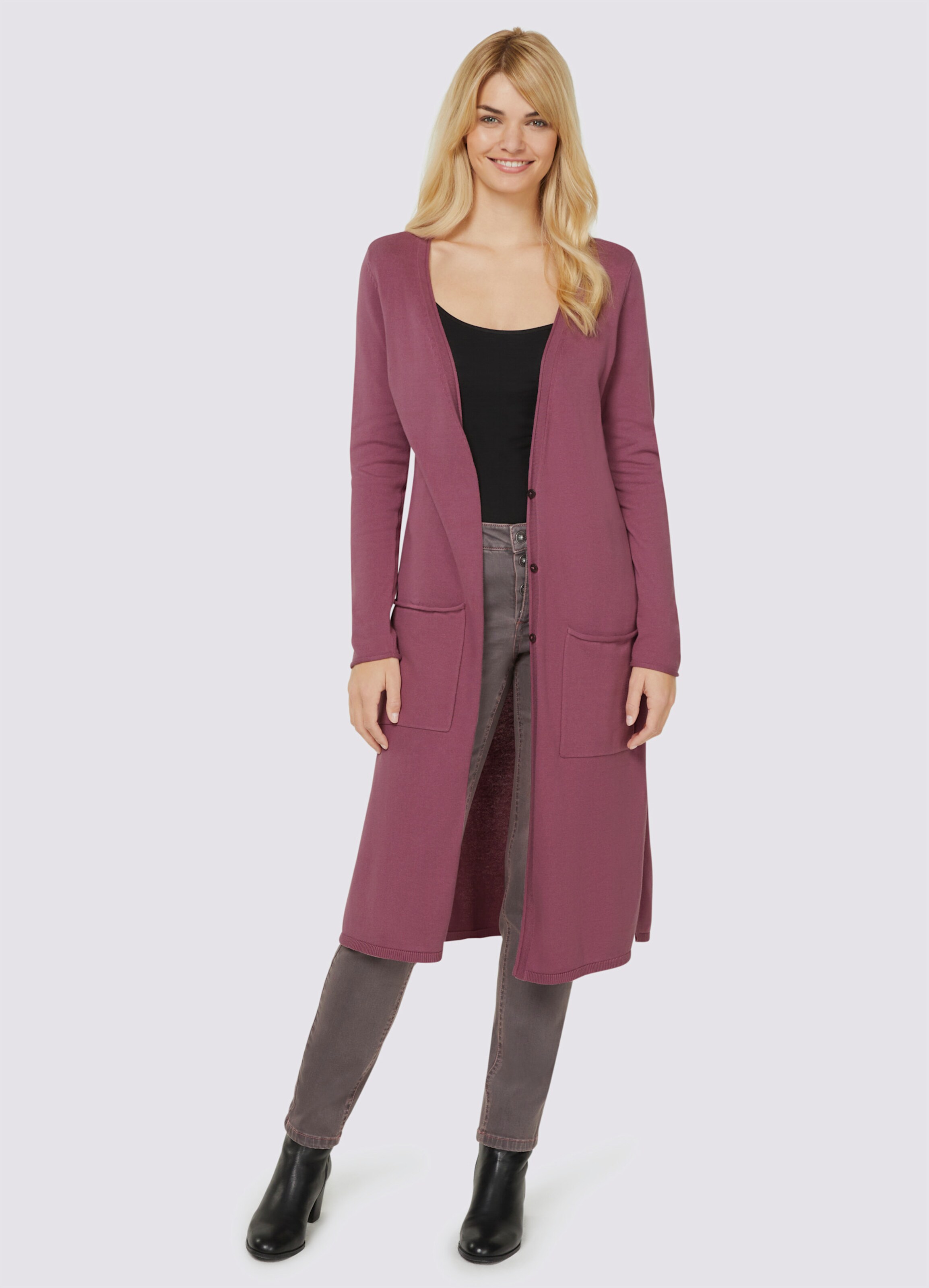 Long-Strickjacke