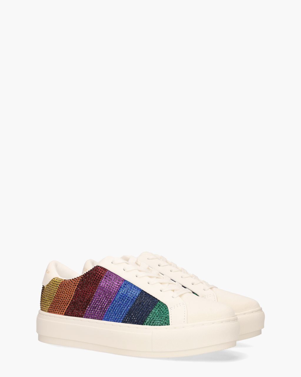 Kurt Geiger Laney Stripe Crystal Sneaker Wit/Multicolor Damessneakers