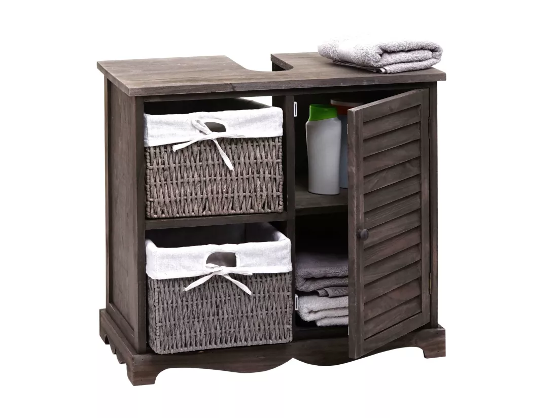 Meuble sous-lavabo MCW-H20, shabby gris-brun