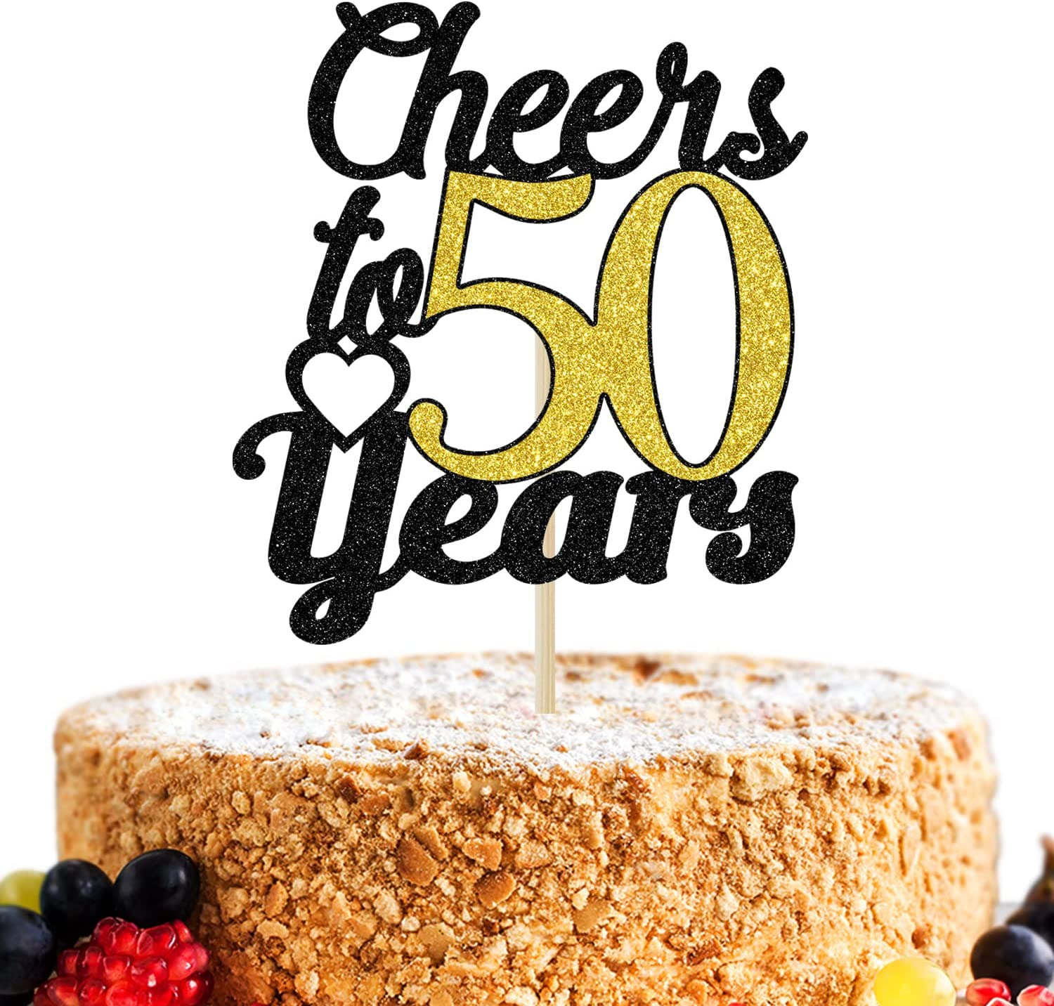 Kuchenstecker Cheers to 30 Years Tortenstecker Topper Dekoration für Torten / Kuchen - Schwarz / Gold