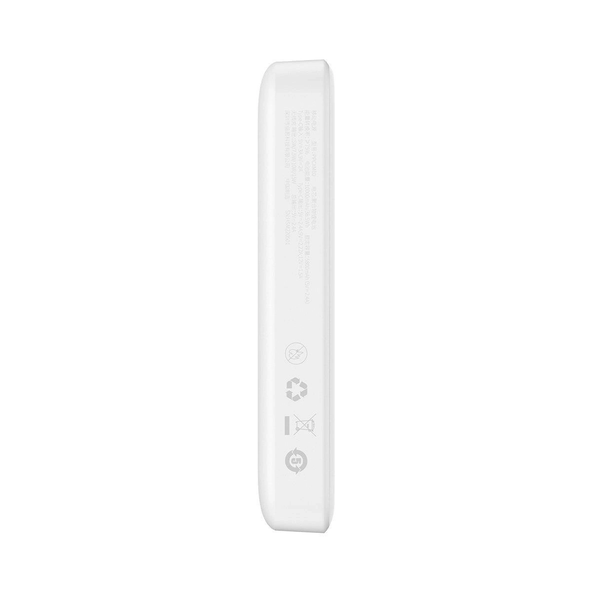 (15W) Mini 10000mAh Magnetische MagSafe USB C Powerbank Power Delivery Ladegerät inkl. USB C Ladekabel mit LED Anzeige - Weiss