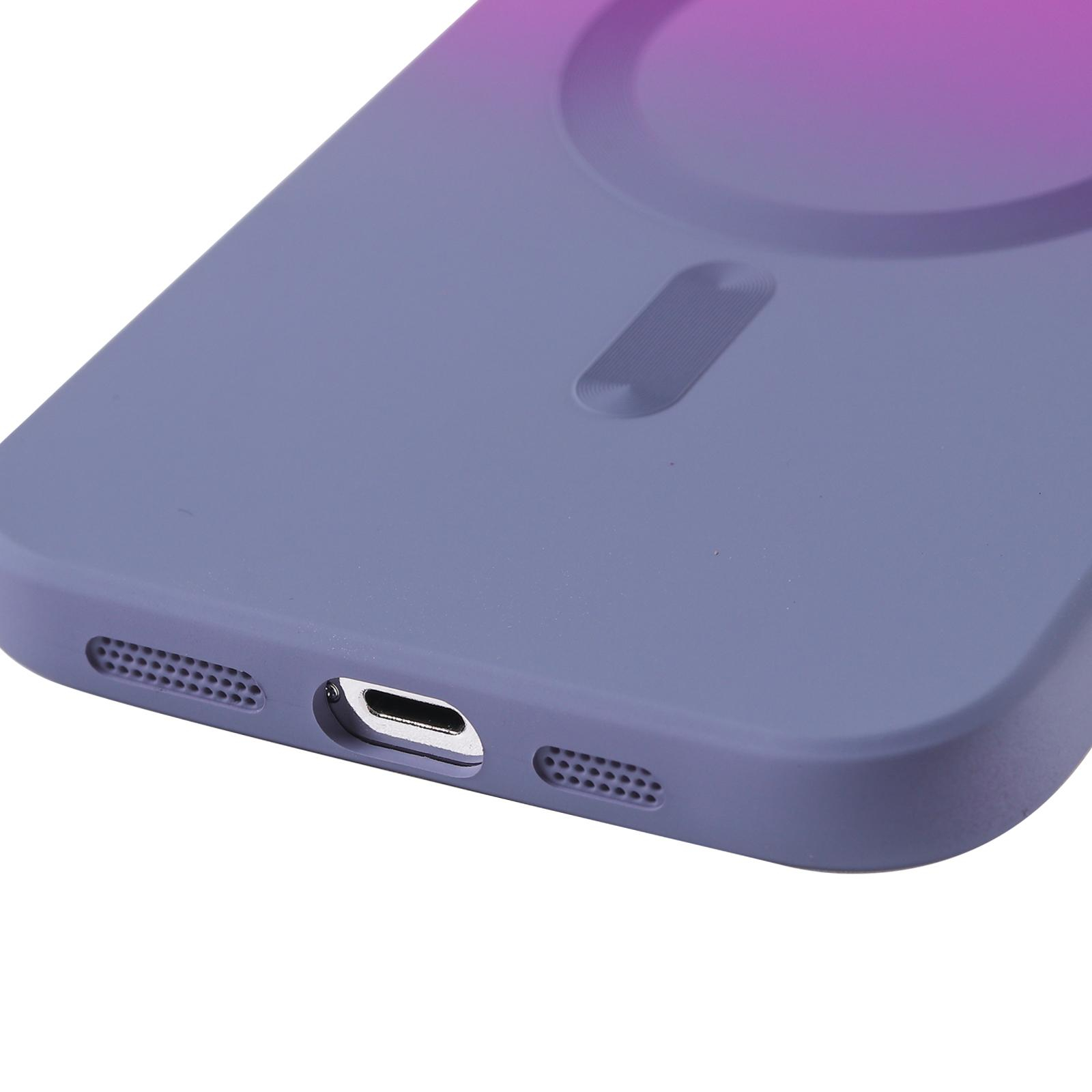 iPhone 13 Pro MagSafe Gummi Case Hülle Kameraglasschutz mit Farbverlauf - Lila / Grau