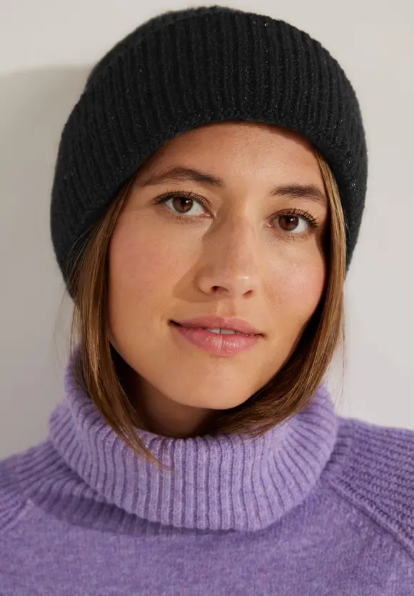 Strickmütze mit Pailletten - Black