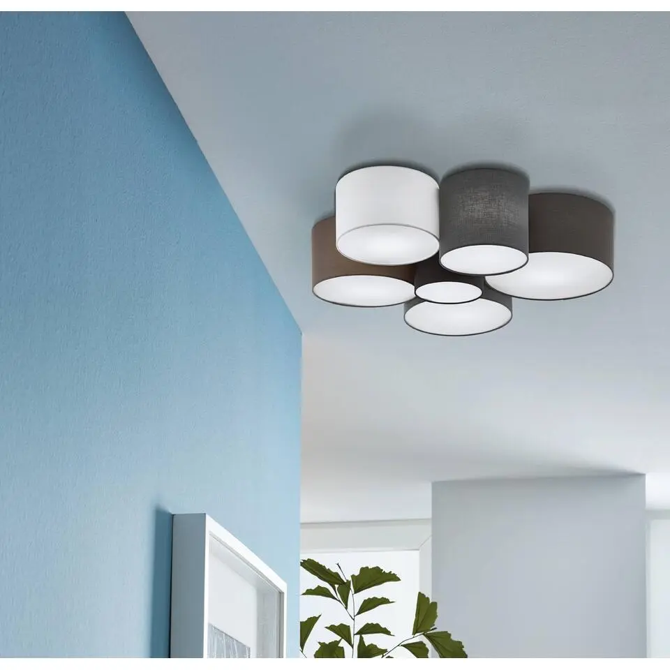 EGLOPastorePlafondlamp-E27-Ø99cm-Wit/Grijs/Zwart/Bruin