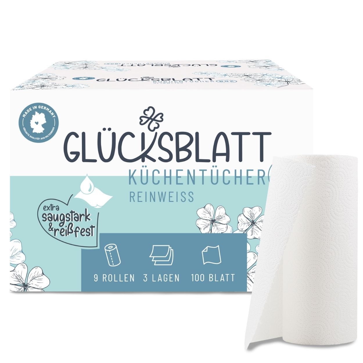 Glücksblatt Küchentücher Box Reinweiss XXL