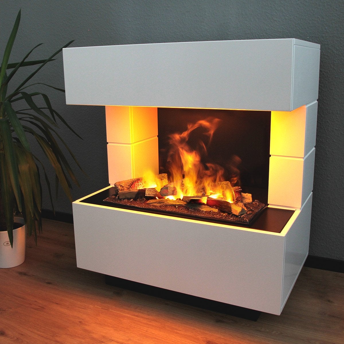 GLOW FIRE Elektrische haard 'Kleist' | Waterdamphaard met OMC 600 inclusief hout in wit | HxBxD: 80x90x50 cm