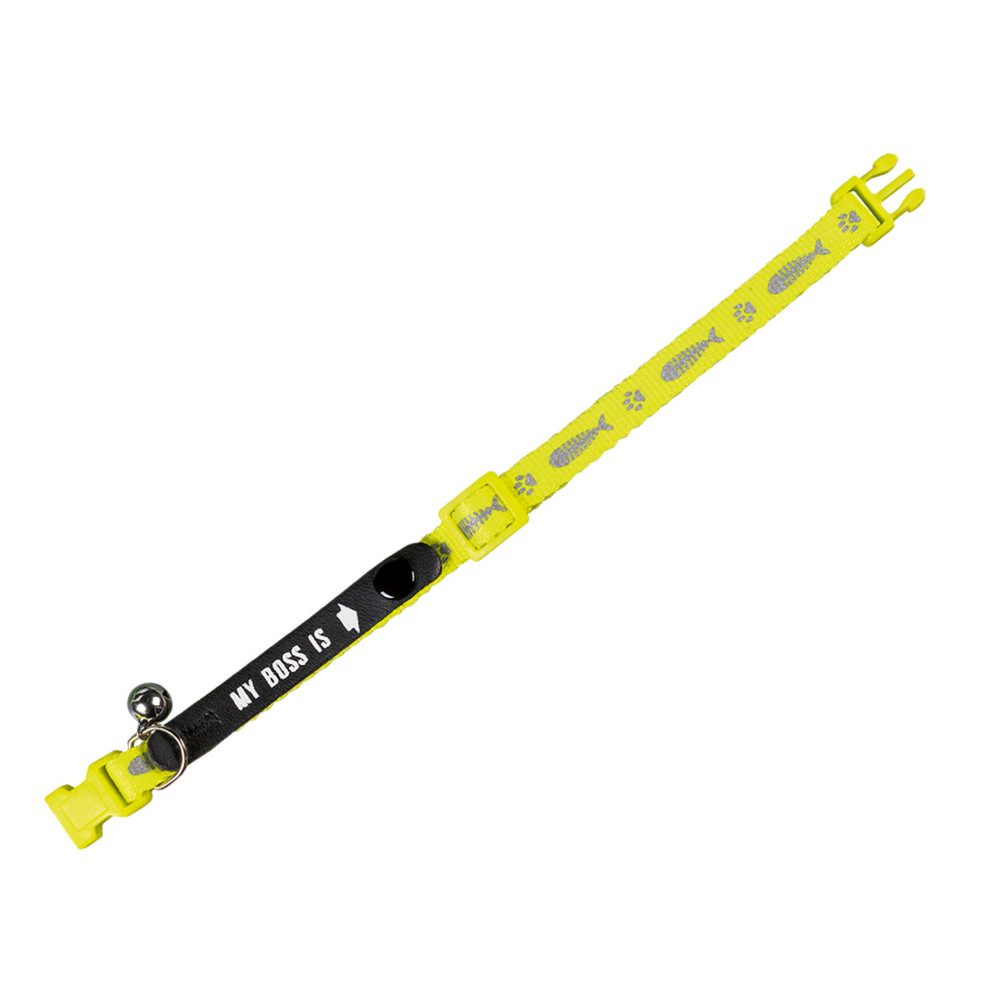 Collier chat my boss is. Poisson jaune. 20-30cm x 10mm.