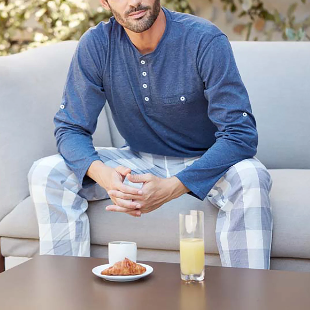 Pyjama homme PAISIBLE bleu/carreaux