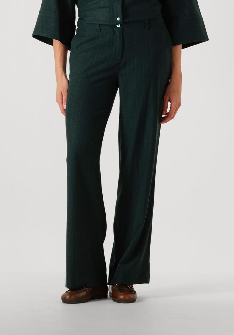 donkergroene sea me happy pantalon alex pants wool striped