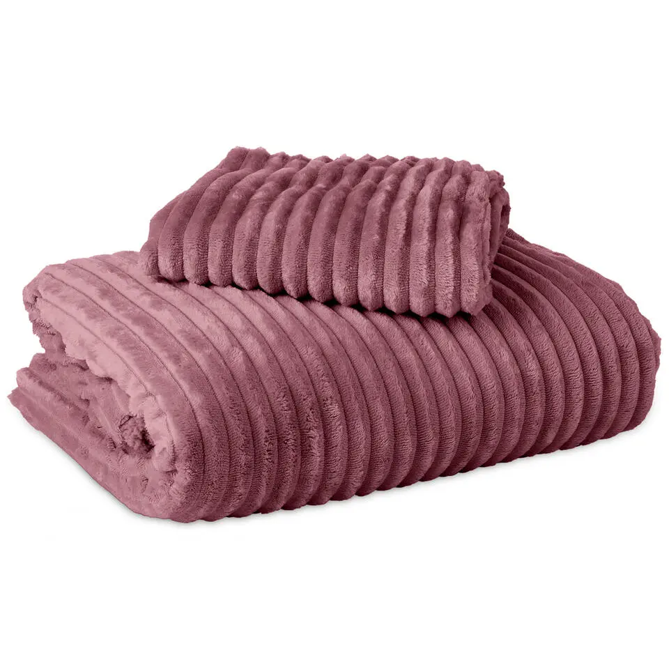 Dekbedovertrek Teddy Rib 140x220 – Fluweelzacht & Knus Design - Roze
