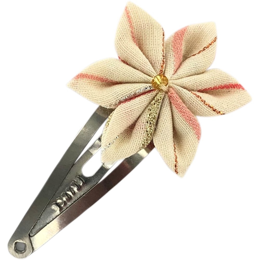 Barrette Clic-Clac Fleur Étoile Rayé Rose Argent