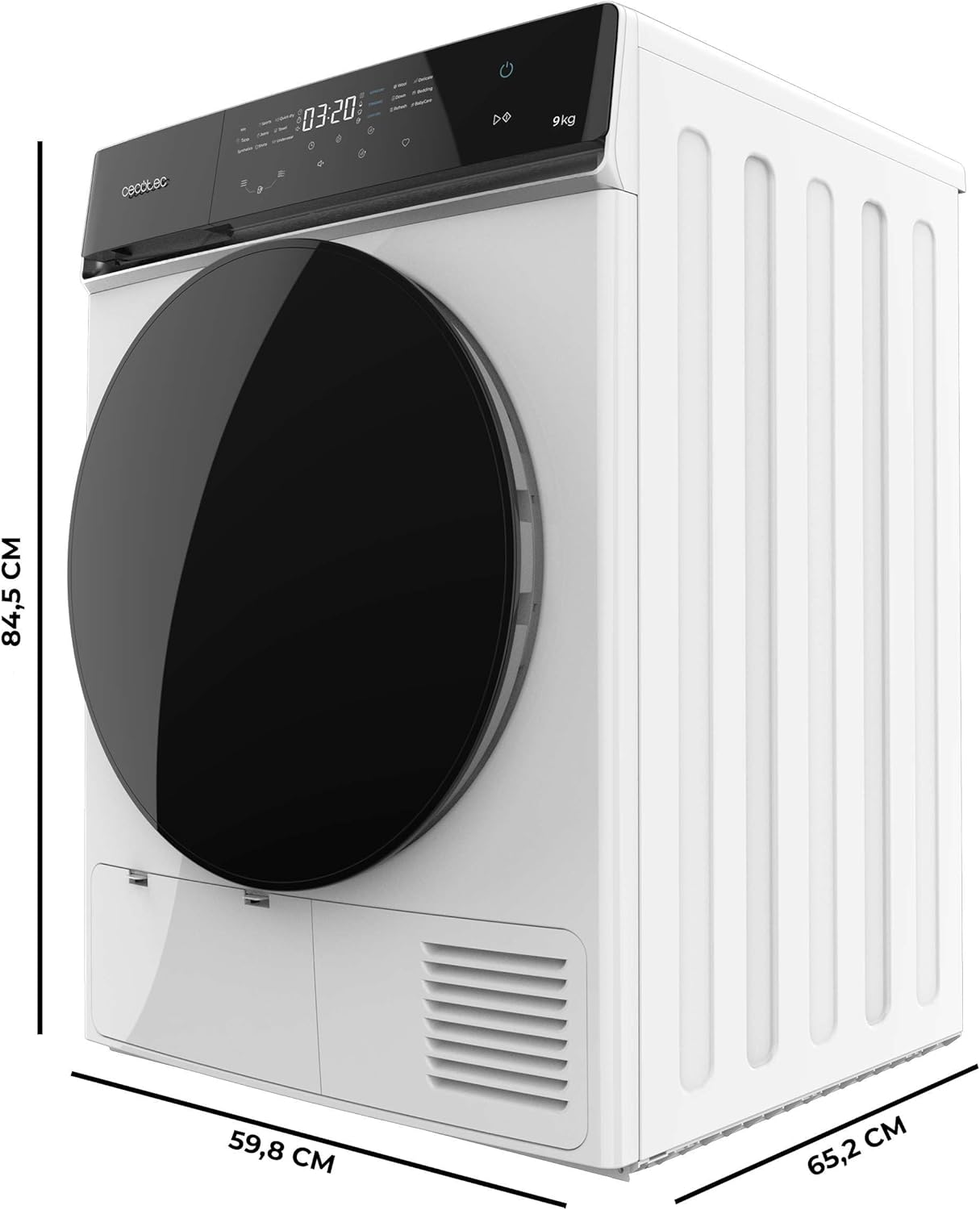 Cecotec Bolero DressCode Dry 9400 Inverter mit Wärmepumpentrockner, 9 kg, entspricht A+++, 15 Programme, automatische Trocknungsfunktionen, einfaches Bügeln, Stop&Go, Delay Start und KidLock, Weiß