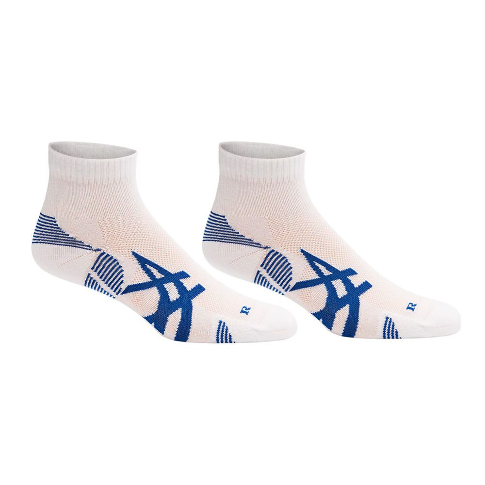 Asics CUSHION RUN QUARTER - Chaussettes x2 brilliant white/asics blue