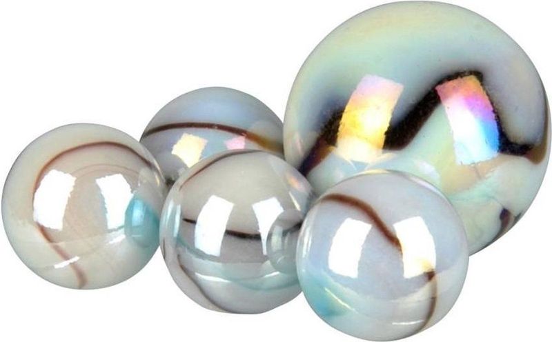 Knikker - Witte Tijger - Set van 2 - Glas - 42 mm