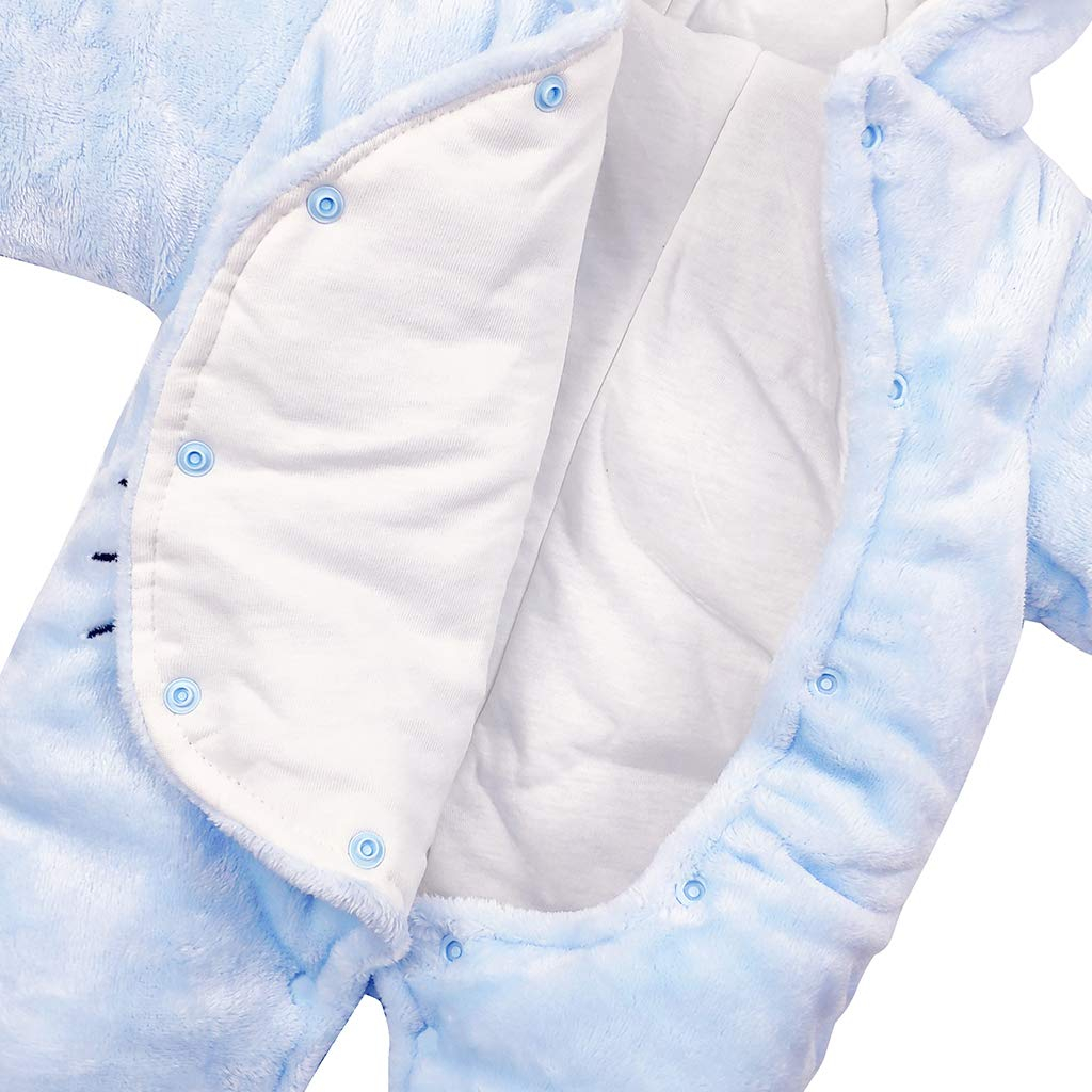 Baby Winter Outdoor Strampler Kuschel Overall Flanell Strampelanzug mit Druckknöpfe (10-12 Monate) - Blau