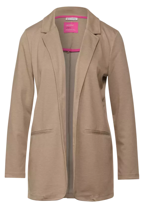 Casual Long Blazer - buff sand melange