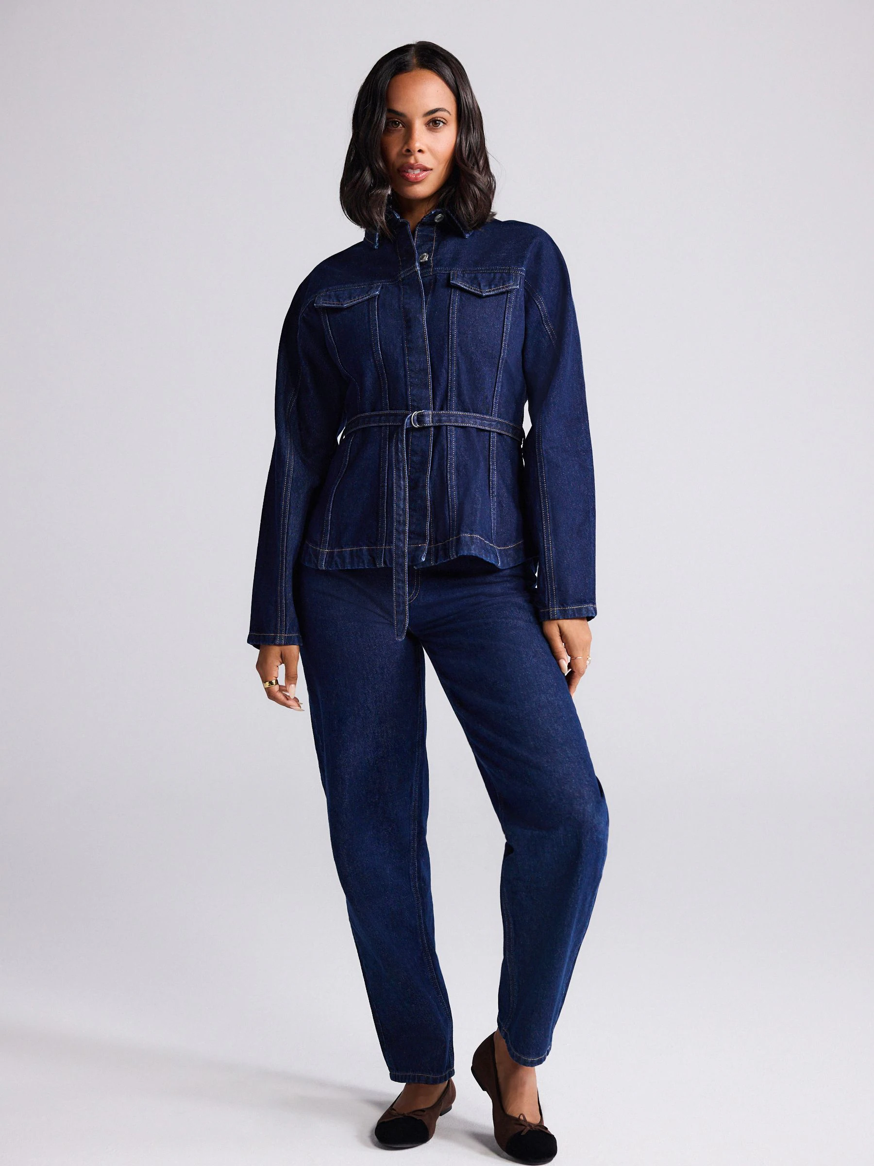 Blauw met wassing - Jeans met ruime rechte pijpen