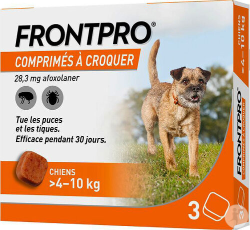 Boehring Frontpro 28,3mg Contre Puces Et Tiques Chiens Taille M 4-10kg 3 Comprimés À Croquer