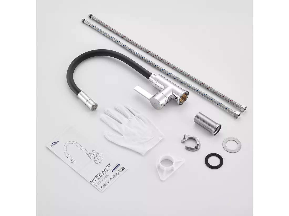 Robinet Cuisine Noir,Mitigeur Cuisine Flexible,2 Modes de Pulvérisation,Rotatif 360°, Robinet Evier Cuisine Avec Perlator Economiseur D'Eau