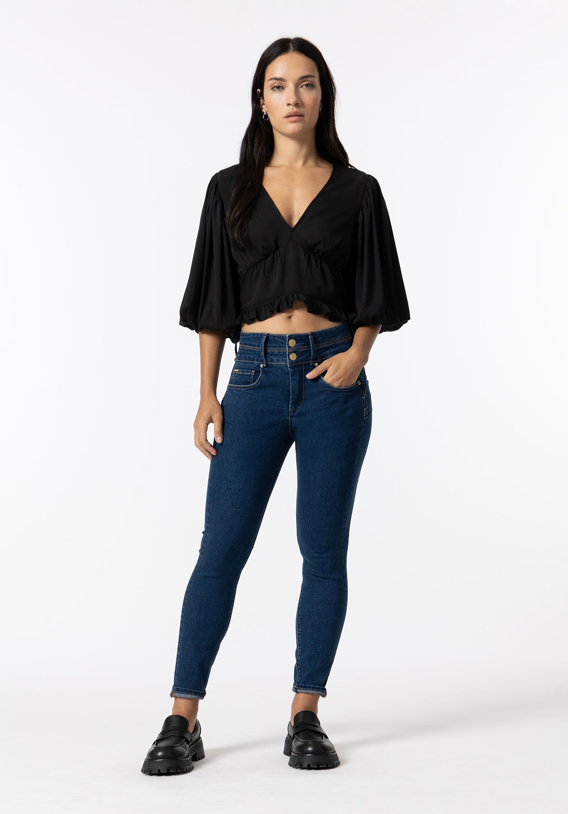 Jeans Double-up Skinny Cintura Alta
