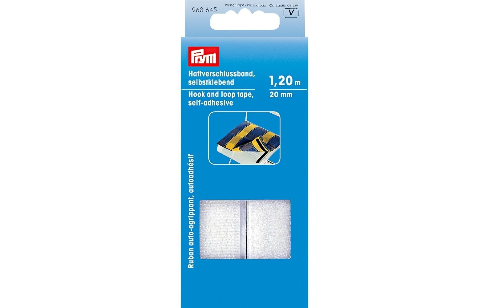 Klettbandverschluss 1.2 mm selbstklebend, WeissSelbstklebendes Haftverschlussband in Weiss