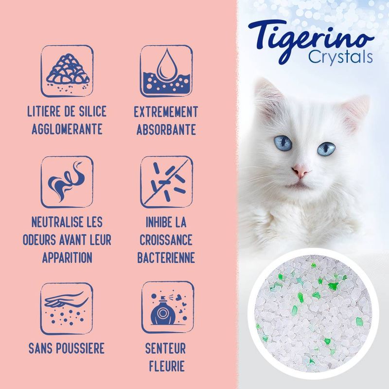 Litière Tigerino Crystals Flower-Power à prix discount sur bitiba.fr