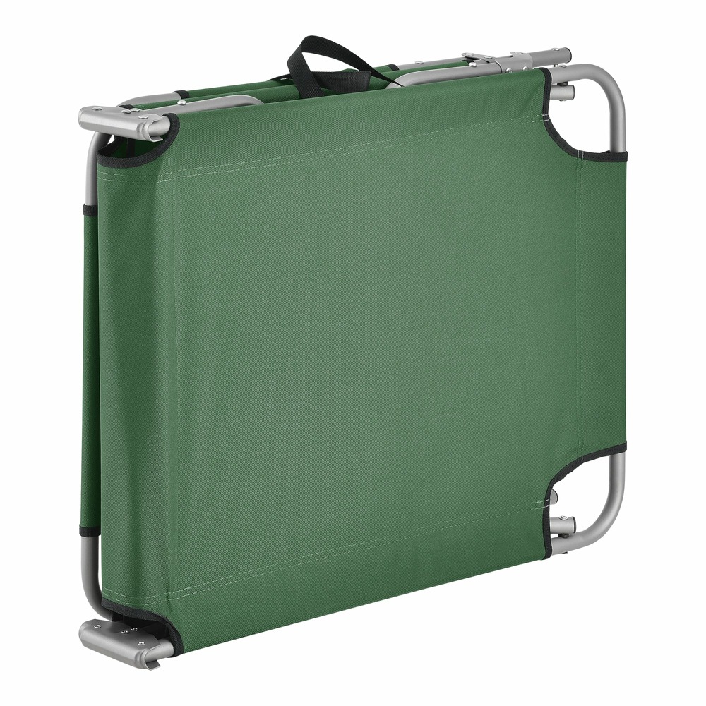 Transat inclinable acier polyester argenté mat vert foncé