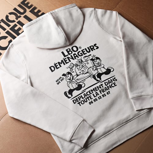 Sweat Capuche Drop Collection Déménageurs Beige Noir