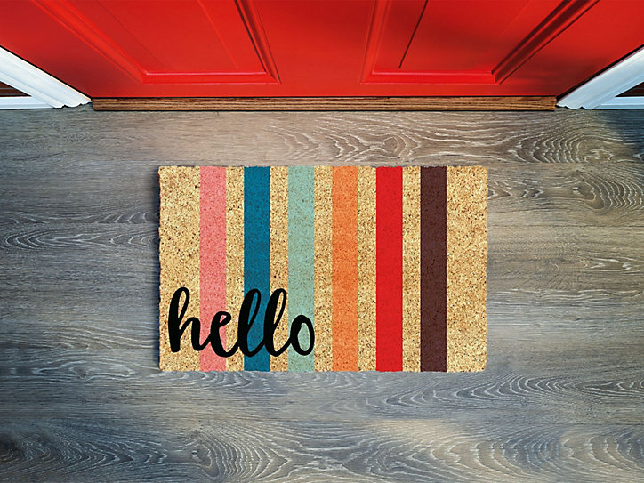Paillasson coco Hello multicouleur L.60 x l.40 cm