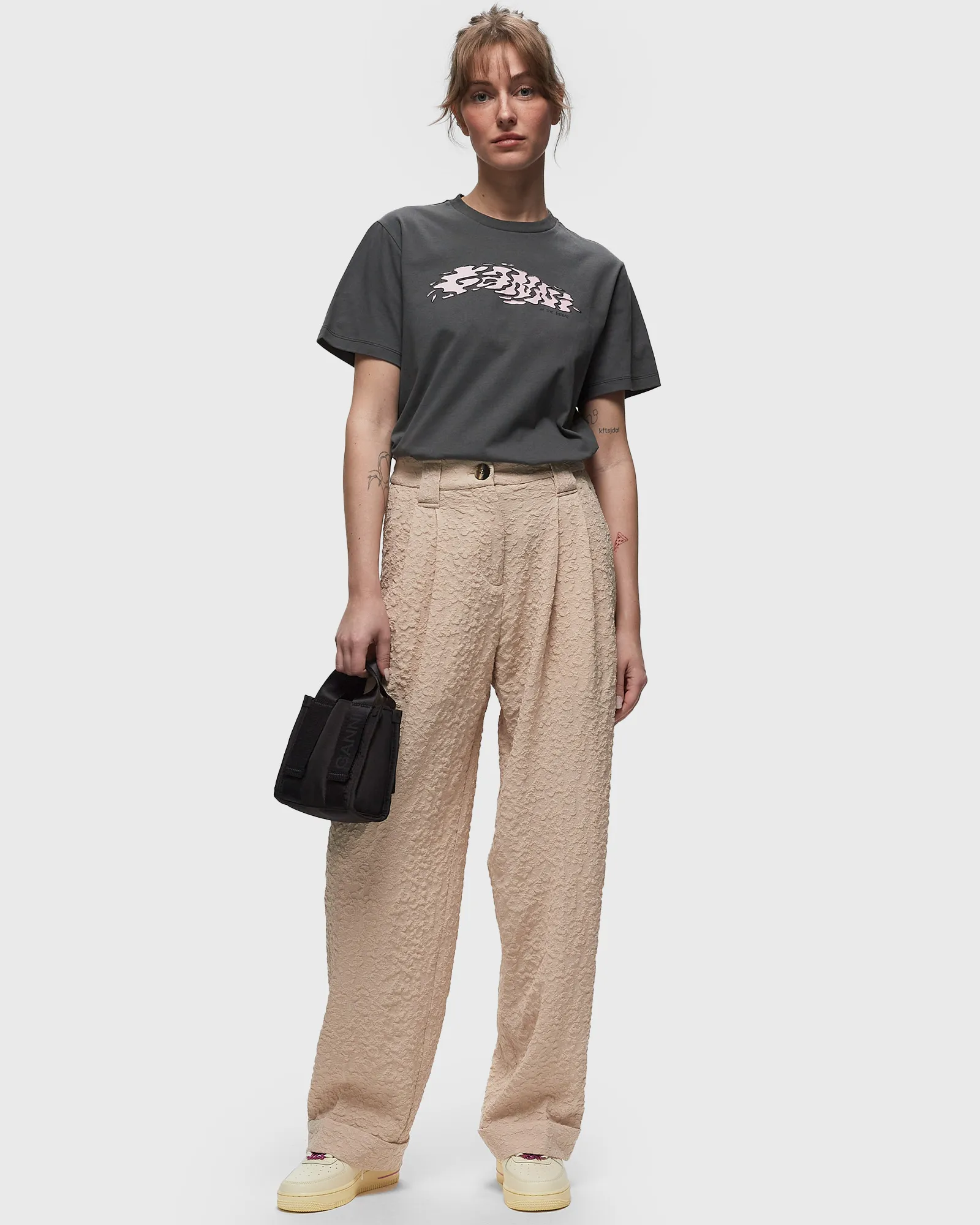 Ganni Textured Suiting Mid Waist Pants
