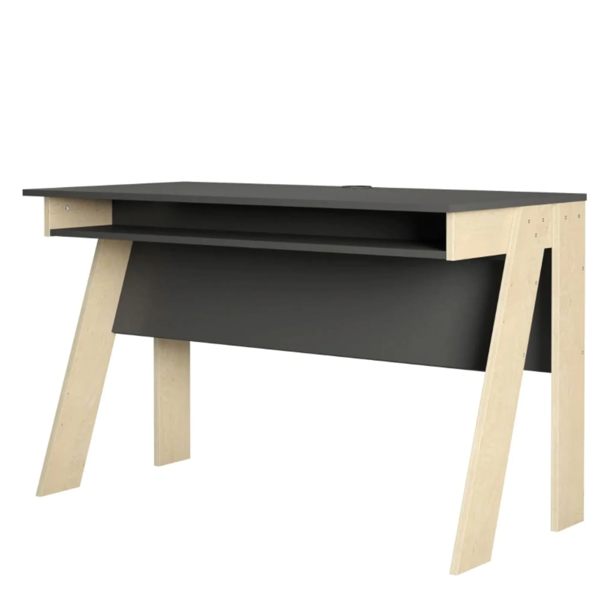 Nexera Bureau de Travail Tangent - Charcoal  Naturel