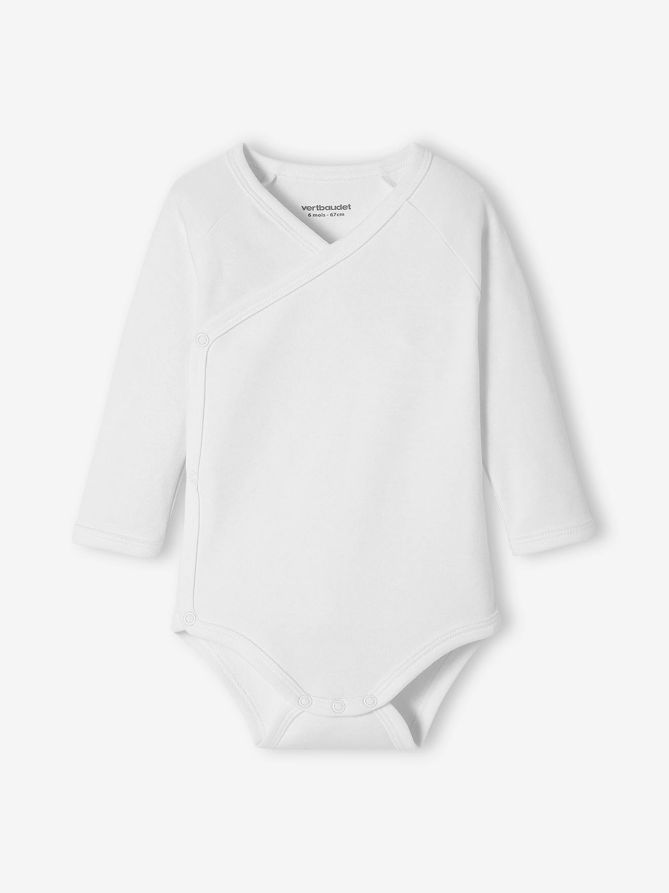 Conjunto de 5 bodies de manga comprida com abertura para recém-nascido, branco claro, bicolor/multicolorido