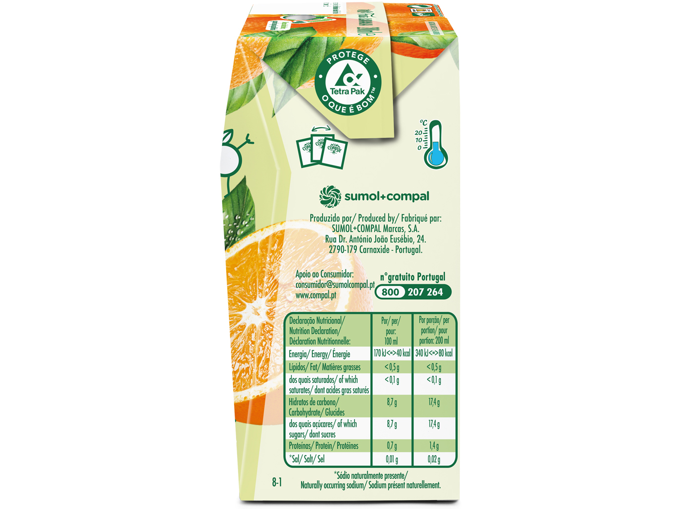 SUMO COMPAL 100% LARANJA 3X0.20L