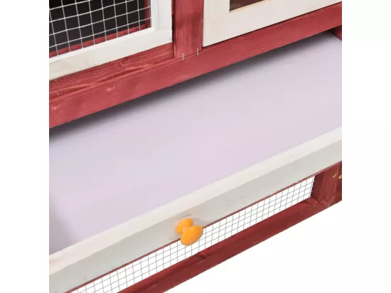 Clapier Rouge et blanc 140x63x120 cm Bois de sapin massif