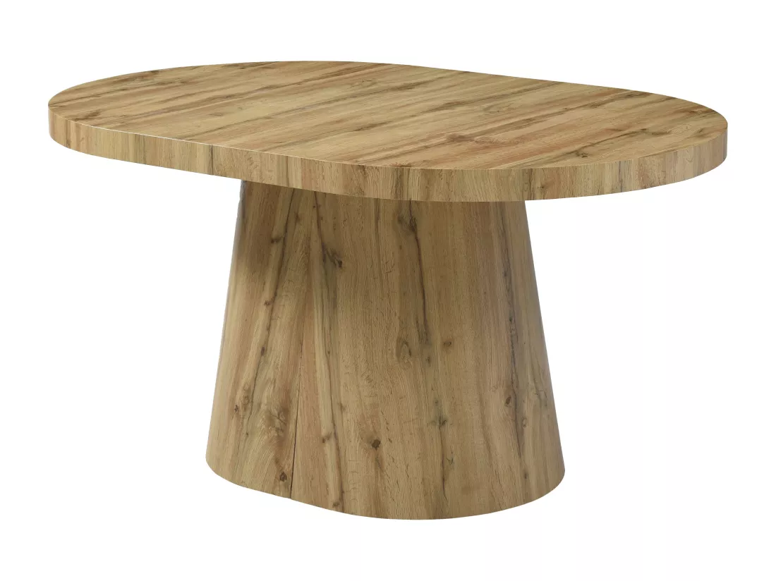Table à manger extensible 6 à +12 personnes en MDF - Naturel Clair - CLOEVA