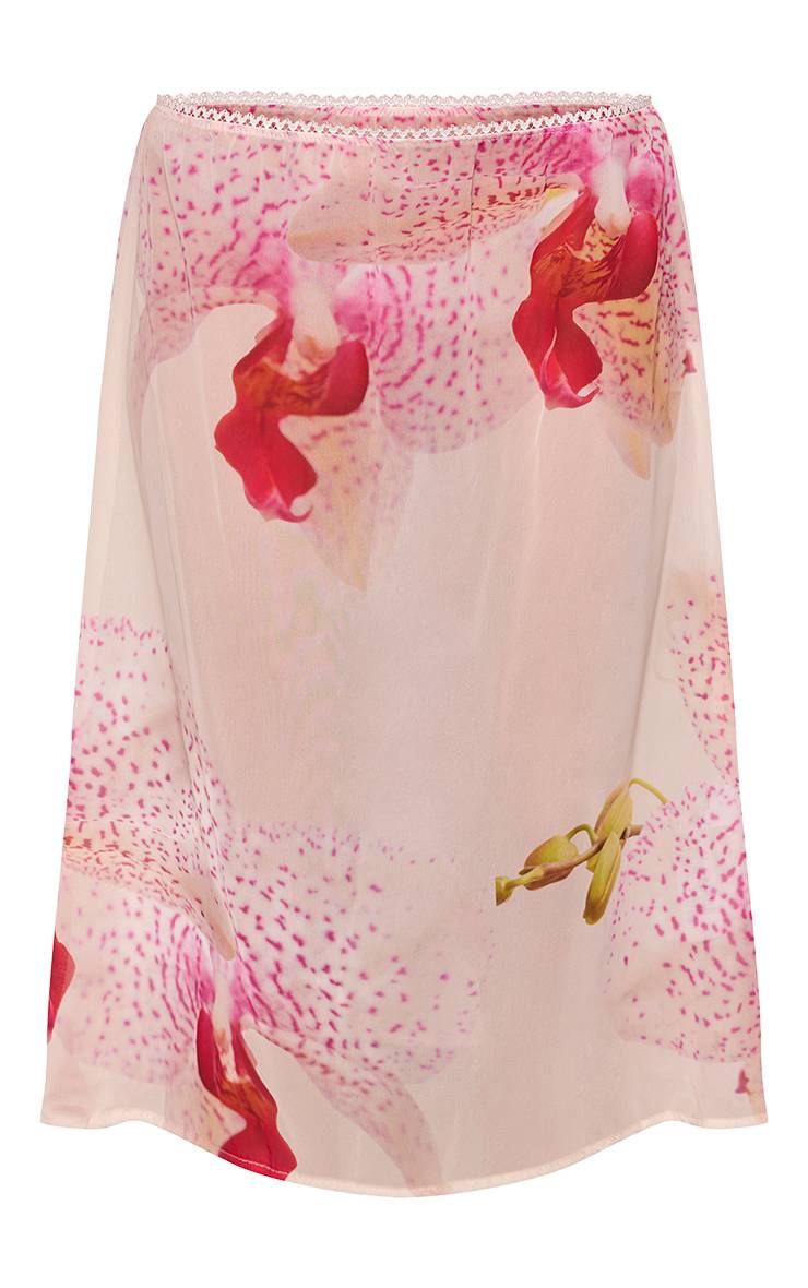 Rose Jupe Midi En Mousseline