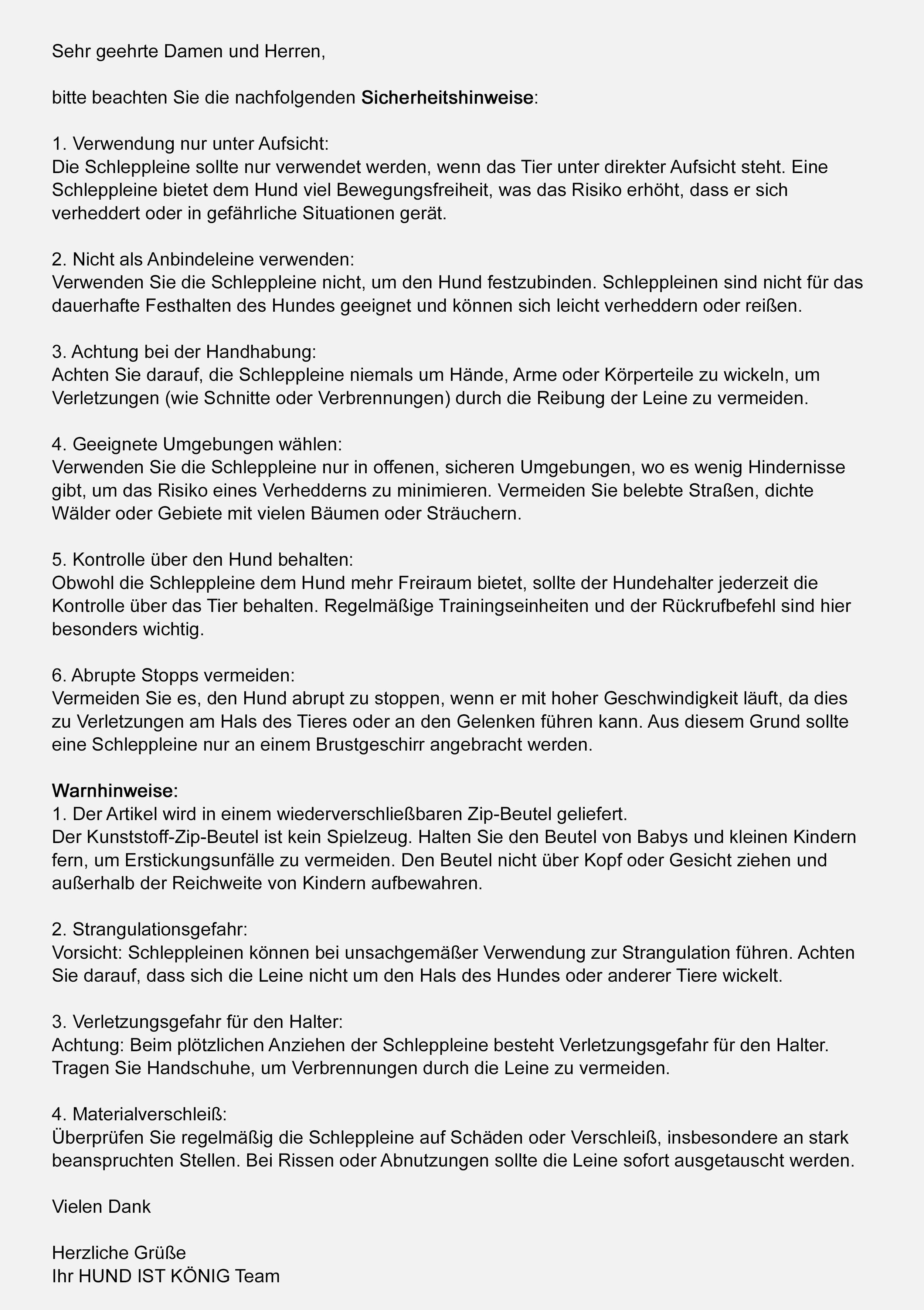 HUND IST KÖNIG® 15m Hunde Schleppleine mit Sicherheitskarabiner & gepolsterter Handschlaufe