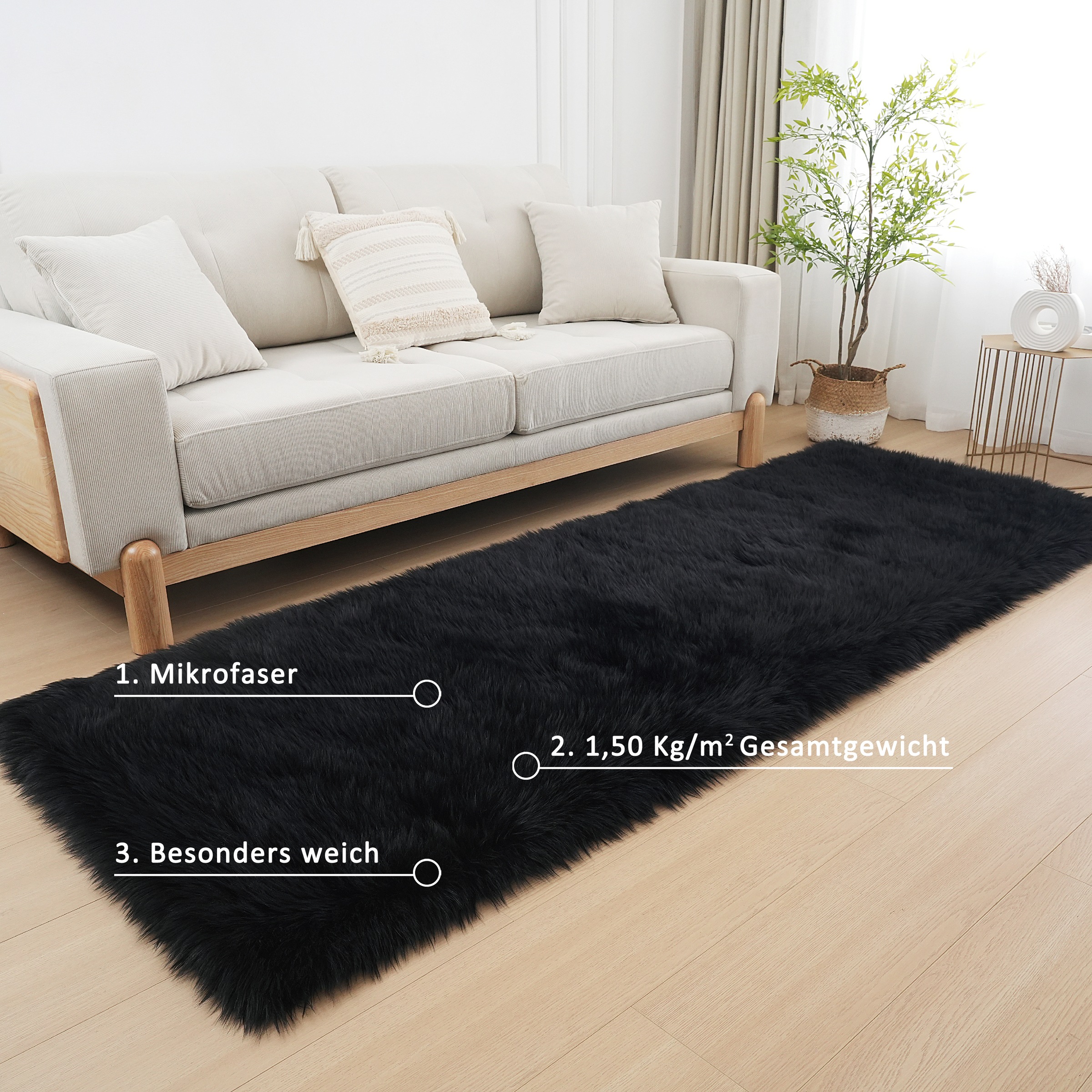 my home Fellteppich »Dena, Hochflor Teppiche« rechteckig 60 mm Höhe Kunstfell, weich, Uni-Farben, Wohnzimmer, Schlafzimmer, Esszimmer