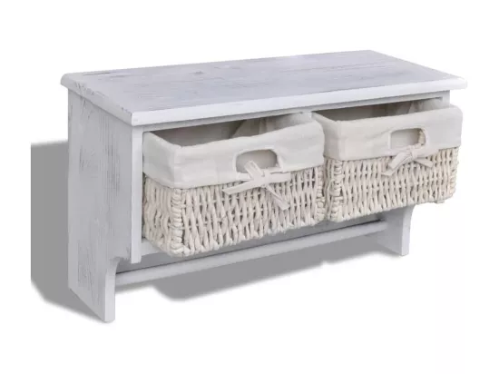 Porte-manteau Blanc 60x23,5x33 cm Bois de Paulownia