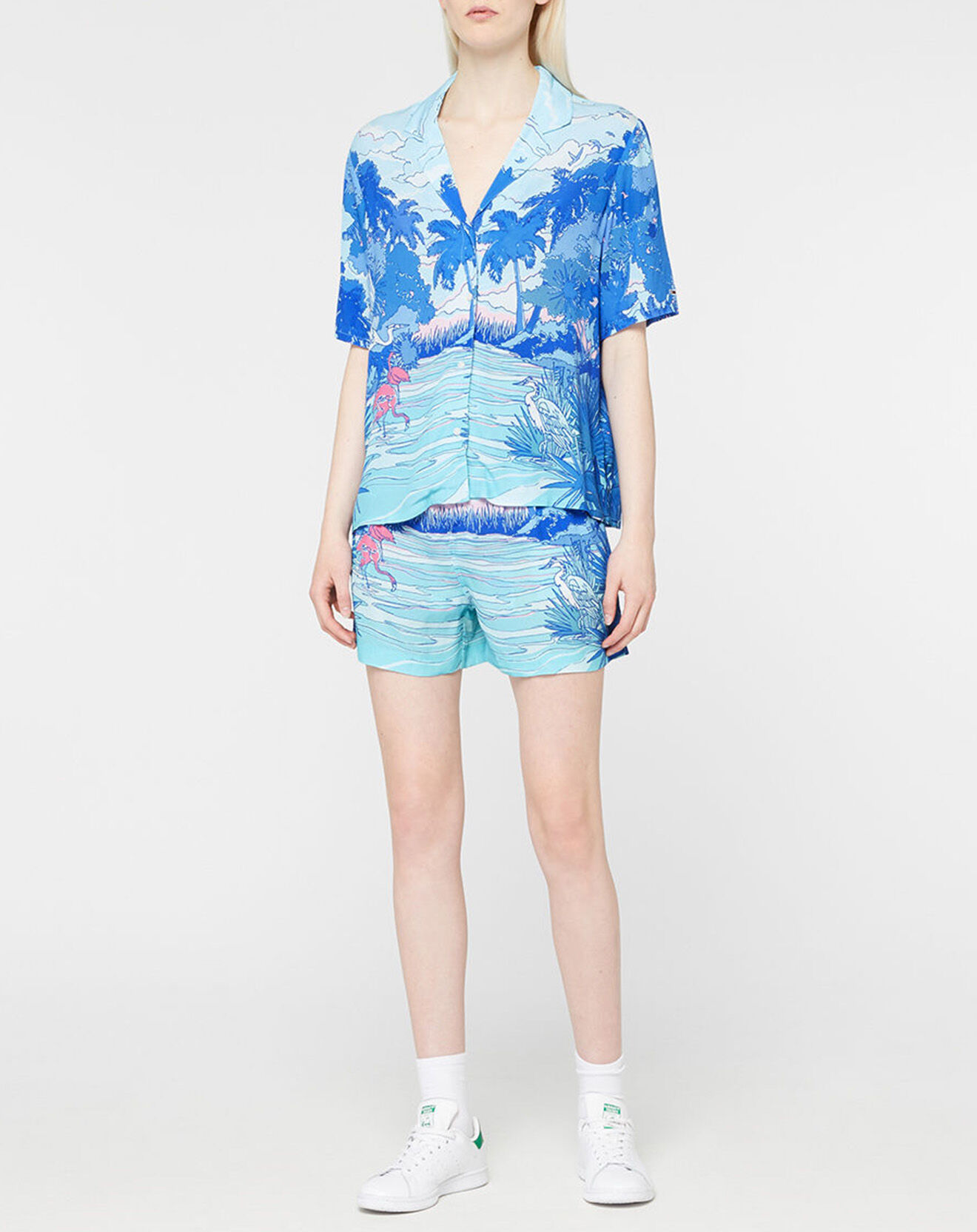 Tommy Jeans Chemise Bowling imprimée bleu/multicolore