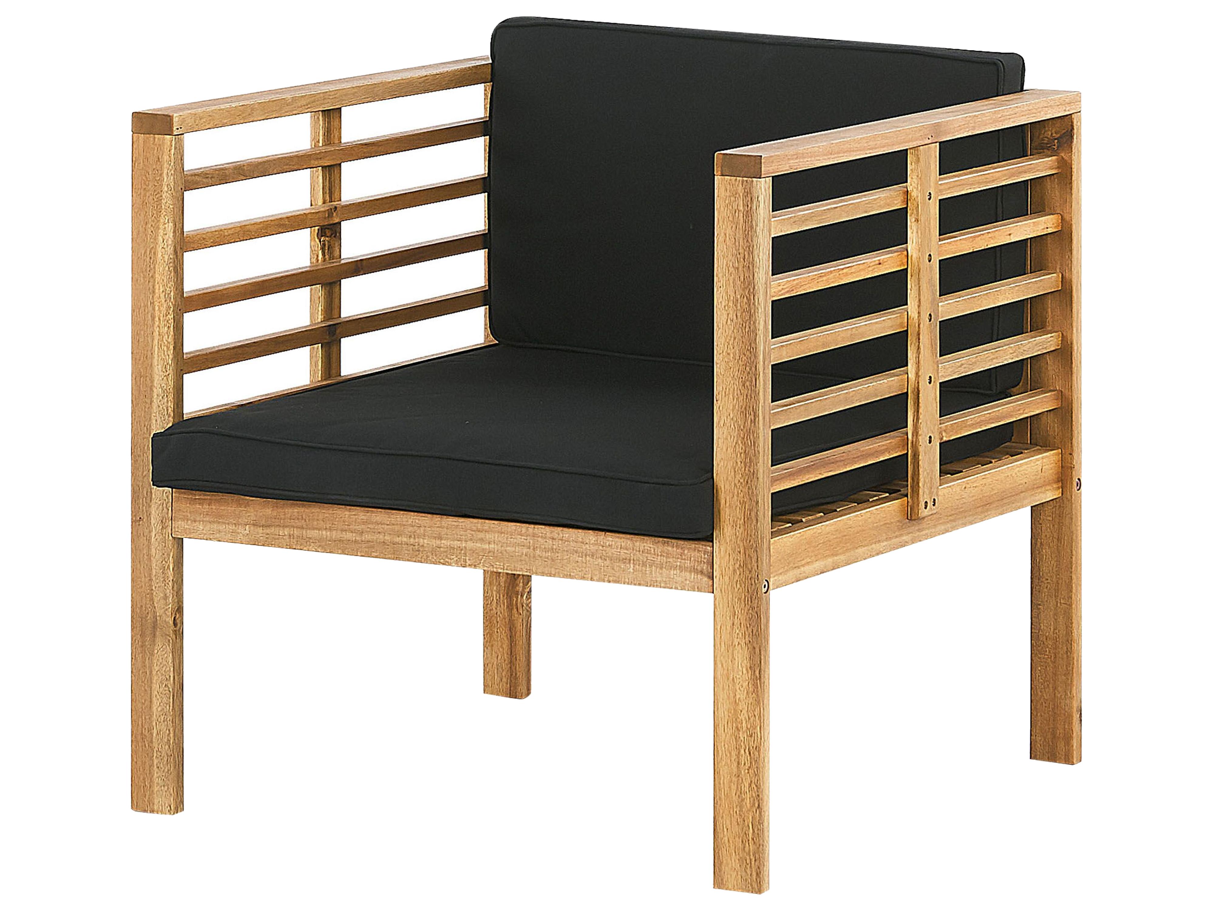 Loungeset met tafel 4-zits PACIFIC Acaciahout Zwart