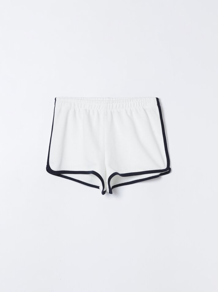 Conjunto de 4 shorts básicos de fleece com detalhes - Laranja Claro